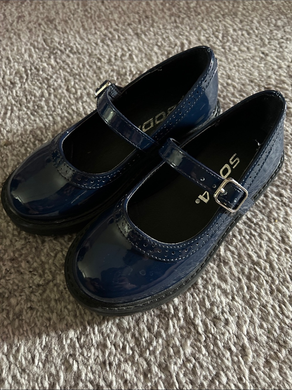 Soda Patent Mary Jane in Deep Navy with Buckle